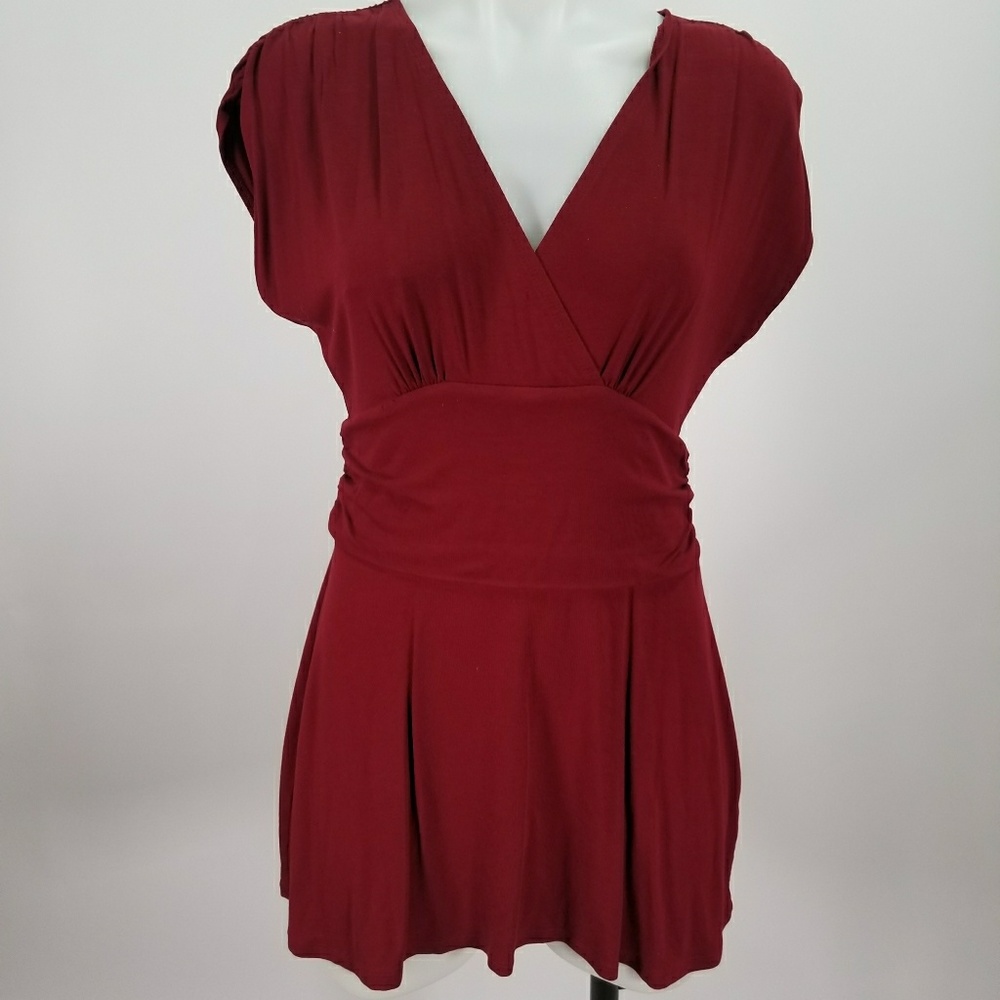 Red Kimino Wrap Tunic Shirt